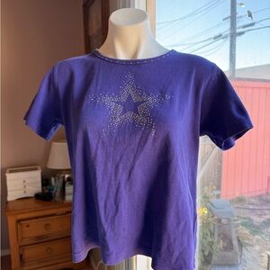 Purple Star Embellished Short Sleeve Tee